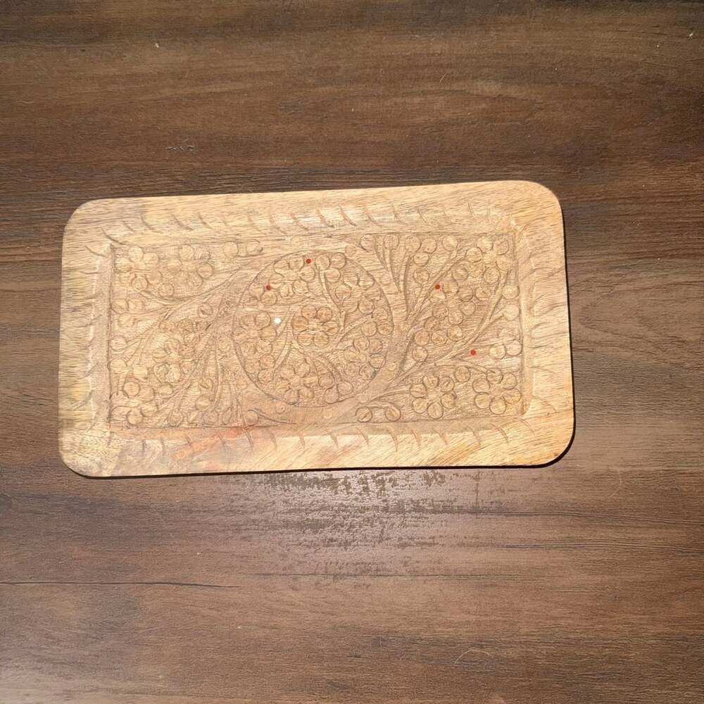 Creative Co-Op Hand Carved Wood Decorative Tray DF1669